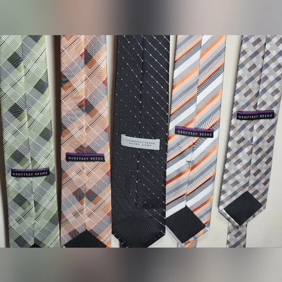 5 Geoffrey Beene ties black silver green brown tan in combos and styles